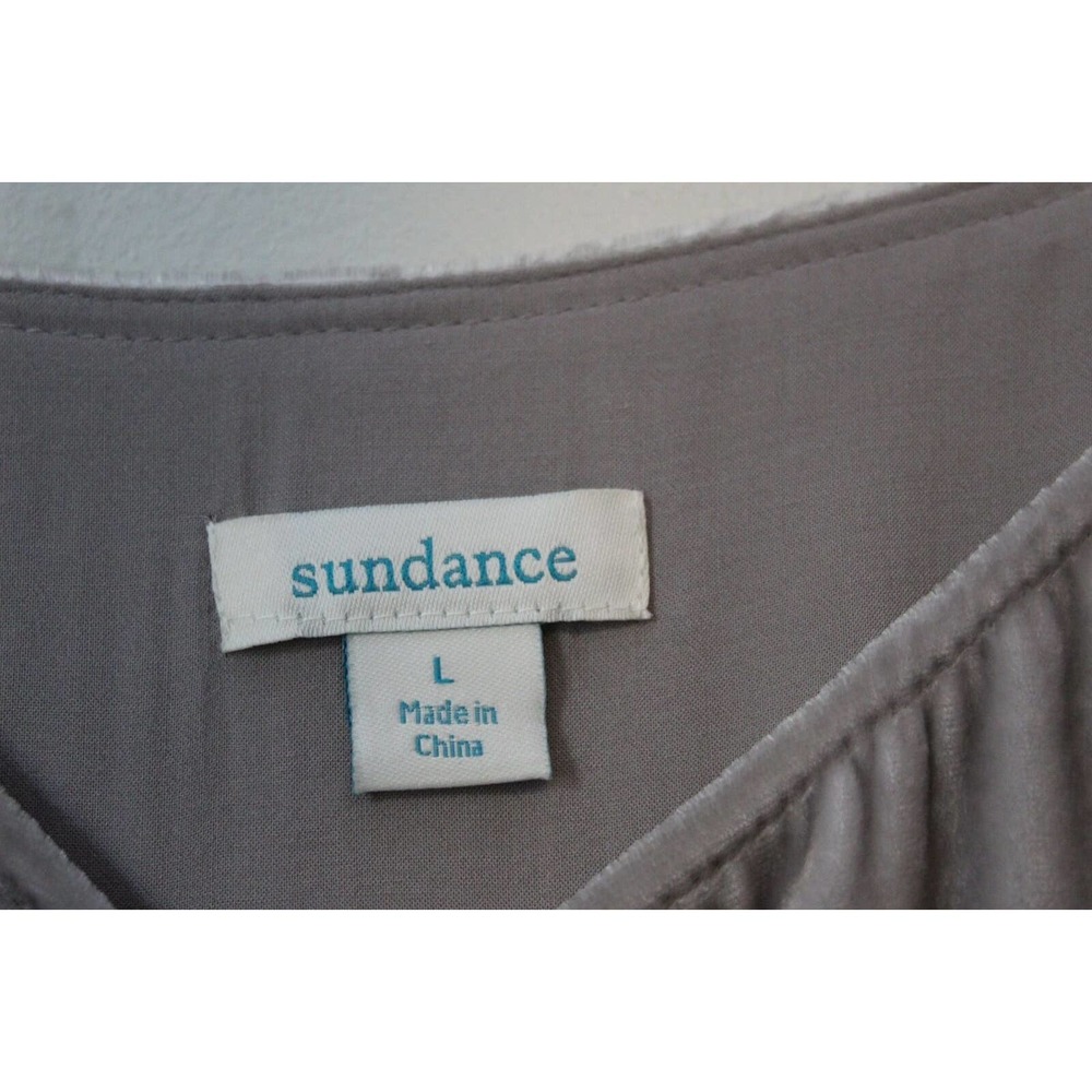 Sundance Floral Lace Cascade Velvet Blouse Bell Sleeve Gray Size Large H14079 - Picture 5 of 11